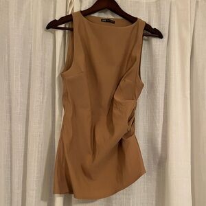 Zara Gathered Top Tan/ Camel Size Medium